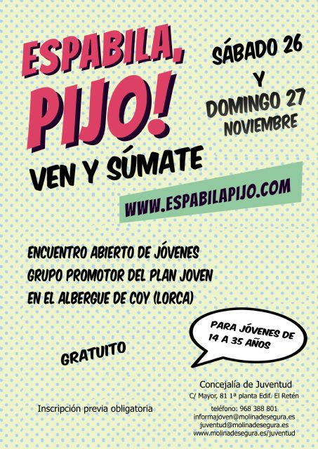 La Concejalía de Juventud de Molina de Segura organiza un encuentro abierto para jóvenes en el Albergue de Coy los días 26 y 27 de noviembre - 1, Foto 1