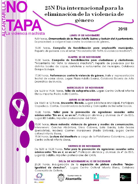 Alcantarilla comienza desde el lunes con los actos programados para conmemorar el 25N, con Alcantarilla NO TAPA la violencia machista - 2, Foto 2