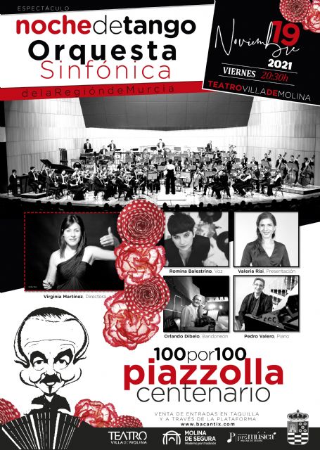 La Orquesta Sinfónica de la Región de Murcia ofrece el espectáculo NOCHE DE TANGO. 100POR100 PIAZZOLLA. CENTENARIO el viernes 19 de noviembre en el Teatro Villa de Molina - 1, Foto 1