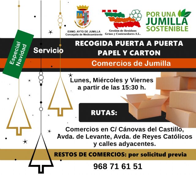 Medio Ambiente refuerza en Navidad el servicio de recogida de papel y cartón en los comercios - 1, Foto 1