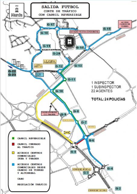 El Ayuntamiento de Murcia habilitará carriles adicionales y refuerza el transporte público para agilizar la salida de los aficionados tras el partido del Real Murcia - 2, Foto 2