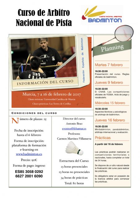 Las Torres de Cotillas colabora con un curso de árbitro nacional de pista de bádminton - 1, Foto 1