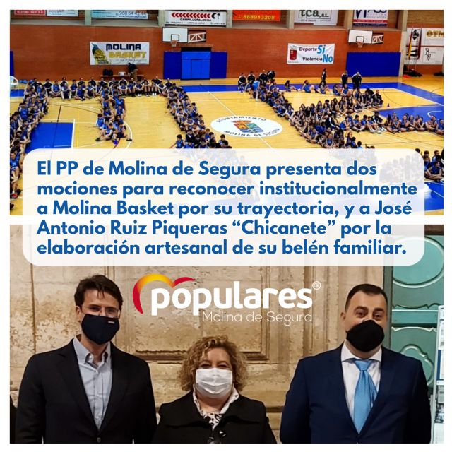 El PP de Molina de Segura presenta dos mociones para reconocer institucionalmente a Molina Basket por su trayectoria, y a José Antonio Ruiz Piqueras Chicanete por la elaboración artesanal de su belén familiar - 1, Foto 1
