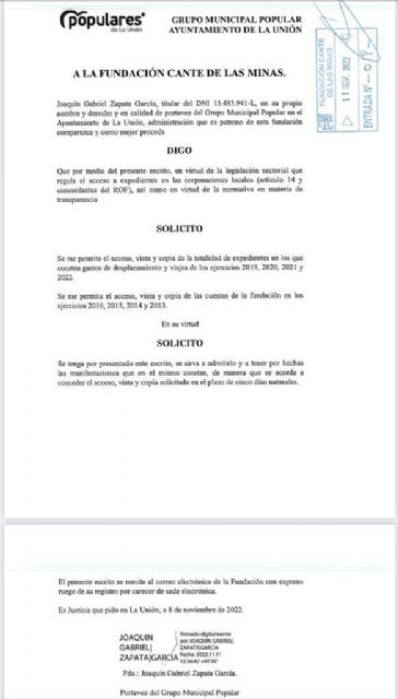 El alcalde de La Unión denunciado ante el Consejo de la Transparencia por negarse a entregar al PP la documentación del Cante de las Minas - 2, Foto 2