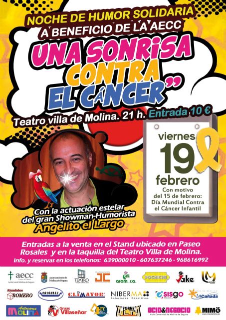 La Noche de Humor Solidaria Una sonrisa contra el cáncer a beneficio de la AECC se celebra el viernes 19 de febrero en el Teatro Villa de Molina - 1, Foto 1
