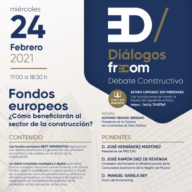 Una nueva edición de ´Diálogos FRECOM´ aborda los Fondos Europeos de recuperación y sus beneficios para el sector de la construcción - 1, Foto 1