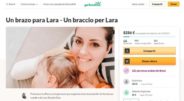 Un brazo para Lara, el crowdfunding lanzado para que una joven murciana pueda comprarse una prótesis con la que volver a coger en brazos a su hija - 1, Foto 1