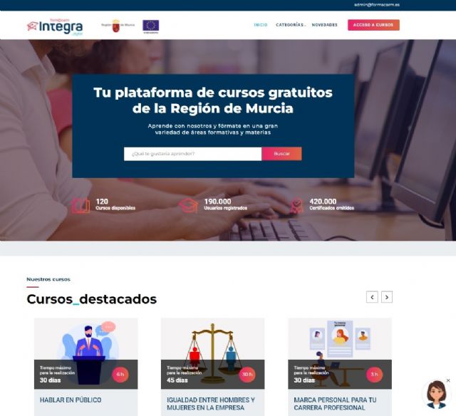 La plataforma de cursos online 'form@carm' estrena nuevo diseño web e incorpora un asistente virtual - 1, Foto 1