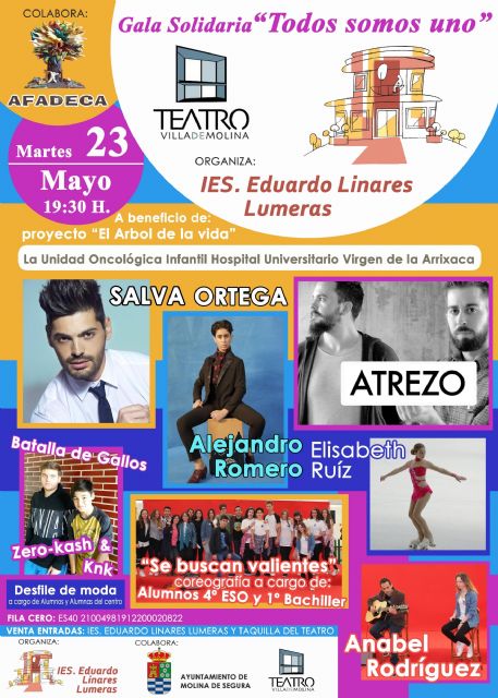 El Teatro Villa de Molina acoge la Gala Solidaria TODOS SOMOS UNO el martes 23 de mayo - 1, Foto 1