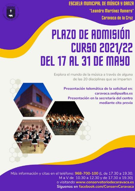 El Ayuntamiento de Caravaca informa de la apertura del plazo de admisión para las 20 de especialidades de la Escuela Municipal de Música y Danza - 5, Foto 5
