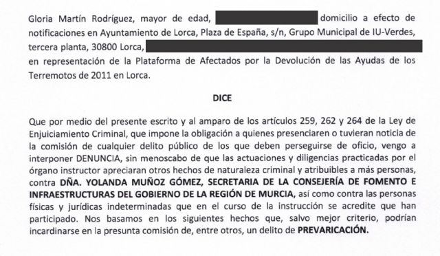 IU-Lorca denuncia en la Fiscalía a la Secretaria de Fomento por posible prevaricación - 1, Foto 1