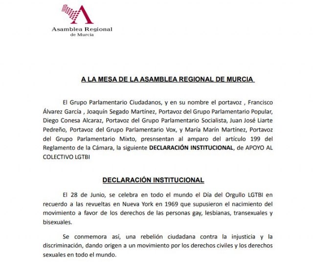 Podemos denuncia que el Gobierno regional ha plagiado la declaración institucional del Orgullo censurando cualquier alusión al matrimonio - 2, Foto 2
