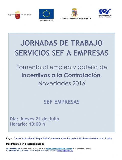 Este jueves se llevará a cabo en Jumilla una jornada sobre Servicios SEF a Empresas - 1, Foto 1