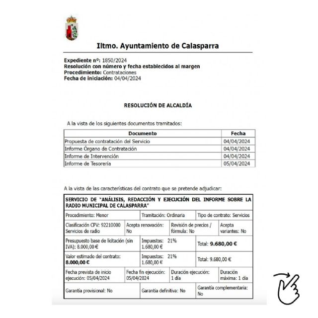 El PP de Calasparra destapa un contrato exprés de 9.680 € sin rastro del trabajo adjudicado - 5, Foto 5