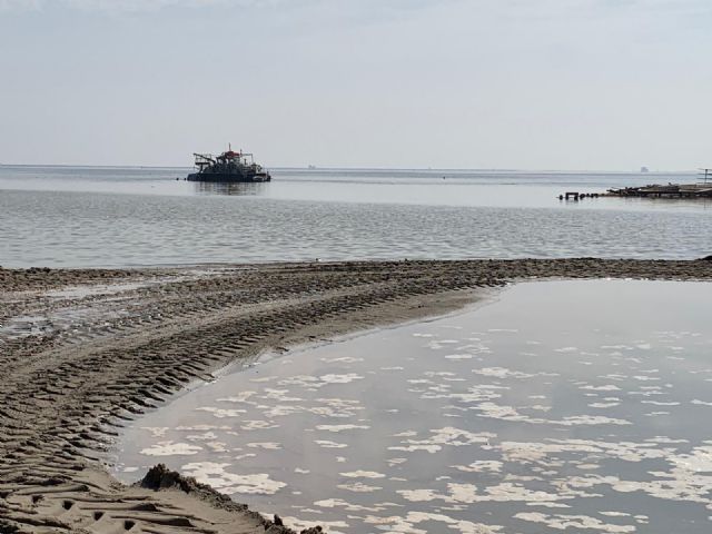 La directora general del Mar Menor, Miriam Pérez comprueba las labores de limpieza del Mar Menor en Santiago de la Ribera - 4, Foto 4