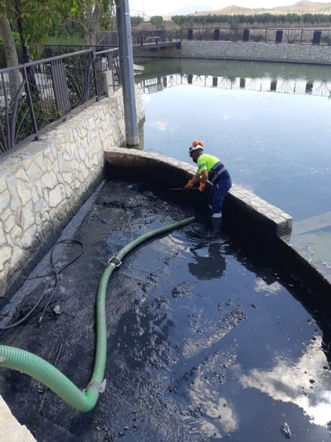 El Ayuntamiento de Lorca ha procedido esta semana a la limpieza del estanque de la pedanía de Doña Inés - 2, Foto 2