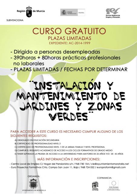 Certificado de profesionalidad gratuito en Moratalla: Instalación y mantenimiento de jardines y zonas verdes - 1, Foto 1