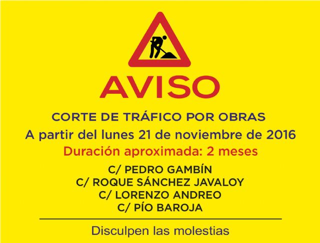 Corte por obras en diversas calles a partir del lunes 21 de noviembre, Foto 1