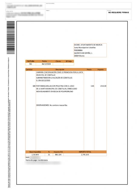 El PSOE pregunta al PP si su alcalde pedáneo de Cobatillas ha comprado mascarillas, que ha prohibido adquirir al resto de juntas - 1, Foto 1