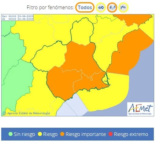 Protección Civil Totana informa de la situación de preemergencia por lluvias en la Región de Murcia, Foto 1