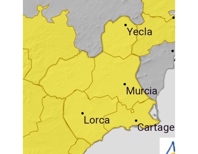 Avisos amarillos por lluvia y tormentas a toda la Región de Murcia - 1, Foto 1