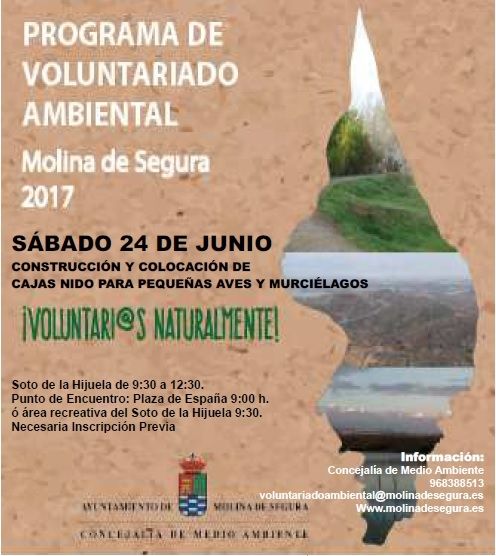 El Programa de Voluntariado Ambiental de Molina de Segura ¡Voluntari@s Naturalmente! invita a construir cajas nido para pequeñas aves el sábado 24 de junio - 1, Foto 1