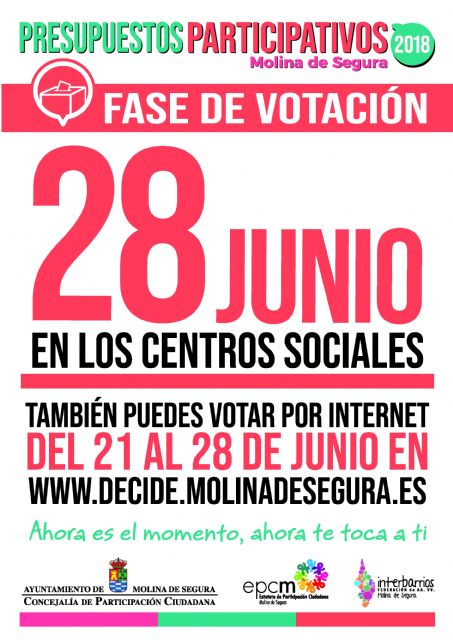 El proceso de votación para los Presupuestos Participativos 2018 del Ayuntamiento de Molina de Segura se celebra del 21 al 28 de junio - 1, Foto 1
