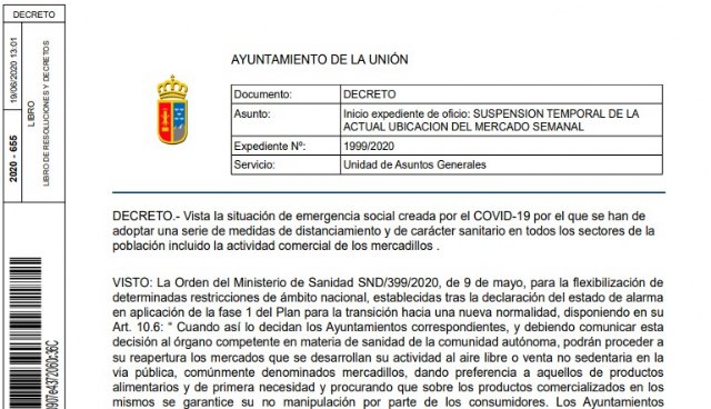 El Mercadillo de los martes se adapta a la “nueva normalidad” para comenzar aproximadamente a mitad de Julio - 1, Foto 1