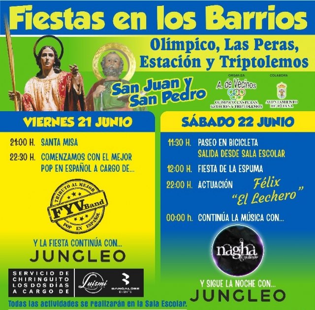 Este fin de semana se celebran las fiestas del barrio Olímpico, Las Peras, Estación y Triptolemos en honor a San Juan y San Pedro, Foto 2