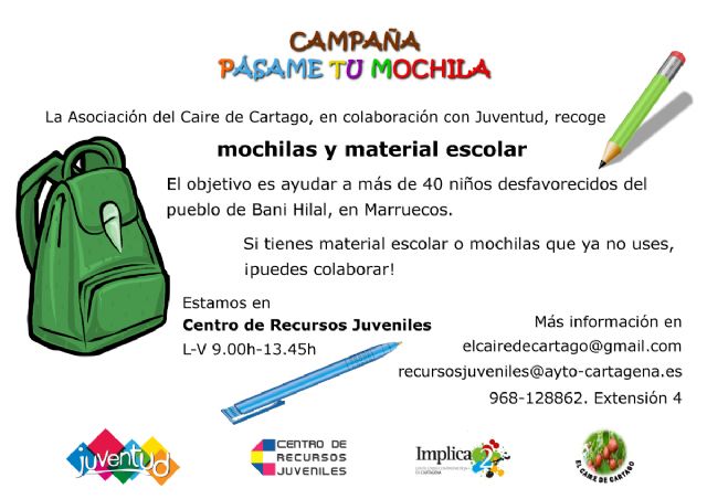Juventud recoge mochilas usadas para ayudar a niños en riesgo de exclusion social - 1, Foto 1