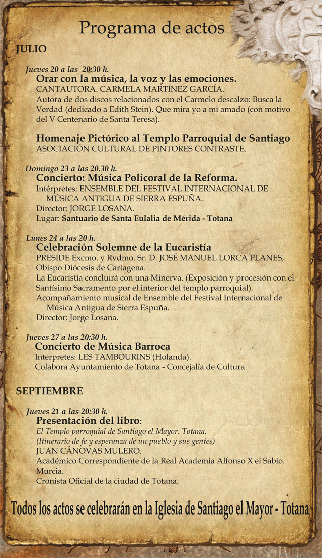 Presentan la segunda parte del programa de actos de la celebración del 450 aniversario de la dedicación del Templo Parroquial de Santiago, Foto 3