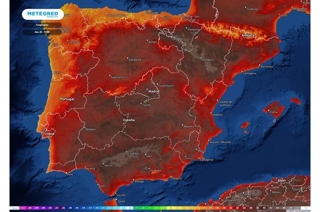 Este jueves las temperaturas superarán los 42 °C en muchos valles del interior peninsular., Foto 1