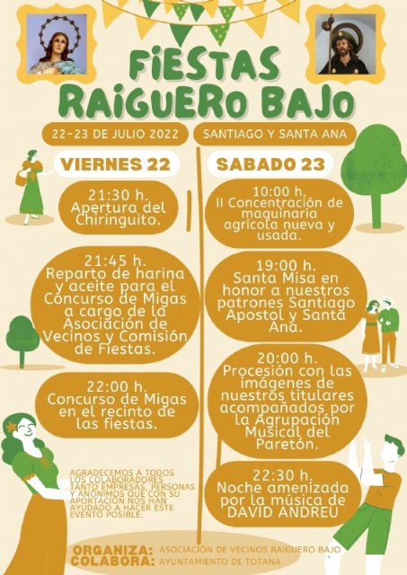 Las fiestas del Raiguero Bajo, en honor a Santiago Apóstol y Santa Ana, se celebrarán los próximos días 22 y 23 de julio, Foto 2