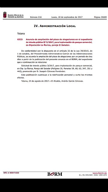 Anuncio de ampliación del plazo de alegaciones en el expediente de interés público IP 3/2017, para implantación de parque comercial, en Diputación La Ñorica, paraje El Saladar, Foto 2