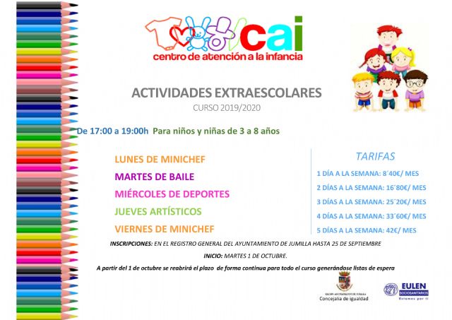 El Centro de Atención a la Infancia abre el plazo de inscripciones para actividades extraescolares del curso 2019/20 - 1, Foto 1