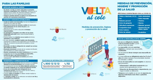 Educación pone a disposición de familias y alumnos un díptico informativo sobre las medidas de prevención frente a la Covid-19 - 1, Foto 1