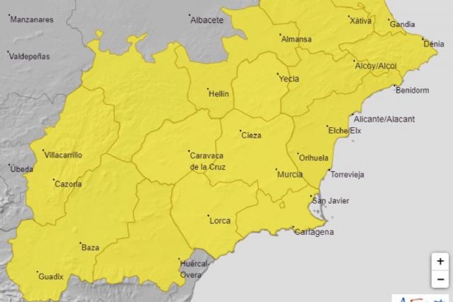 Aviso amarillo por lluvia este martes en Cartagena y toda la Región - 1, Foto 1