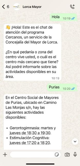 La Concejalía del Mayor activa el chat de WhatsApp Cercanos para facilitar la inscripción en talleres y actividades para los mayores del municipio - 2, Foto 2