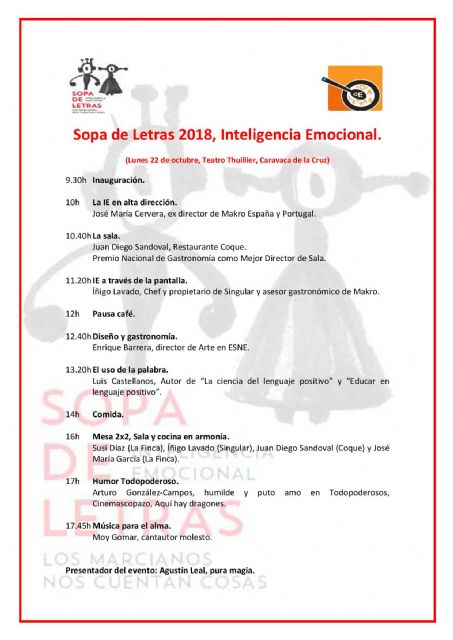 El teatro Thuillier de Caravaca acoge el próximo lunes la segunda edición del evento gastronómico 'Sopa de letras' - 1, Foto 1