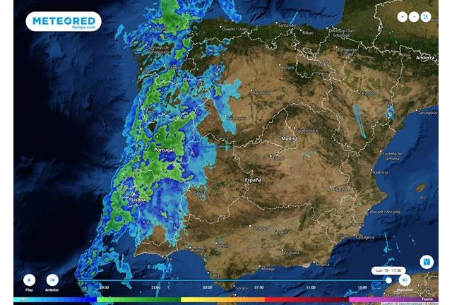 La primera línea de lluvias intensas está adentrándose por el oeste peninsular. Mañana el temporal se recrudecerá, Foto 1