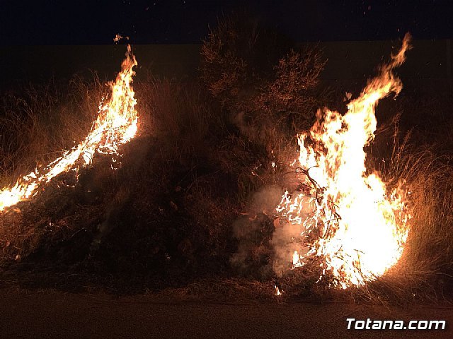Bomberos y Policía Local de Totana sofocan un incendió junto a la Variante Norte en la zona de La Costera, Foto 9