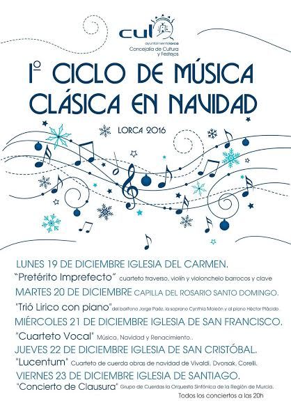 Las iglesias del Carmen, Santo Domingo, San Francisco, San Cristóbal y Santiago acogerán cinco audiciones durante esta semana dentro del I Ciclo de Música Clásica en Navidad - 1, Foto 1