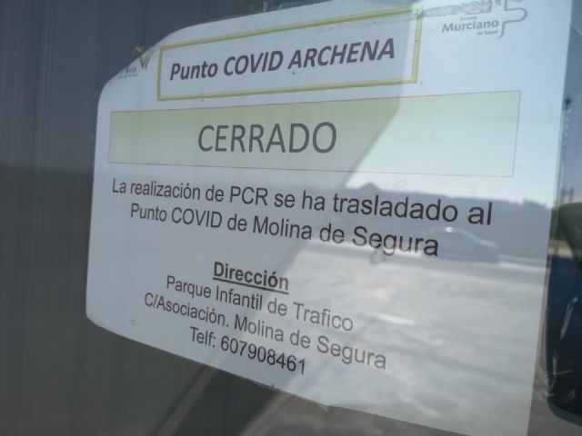 Cierra el punto covid-19 de Archena, aunque sigue en riesgo de transmisión muy alta - 1, Foto 1
