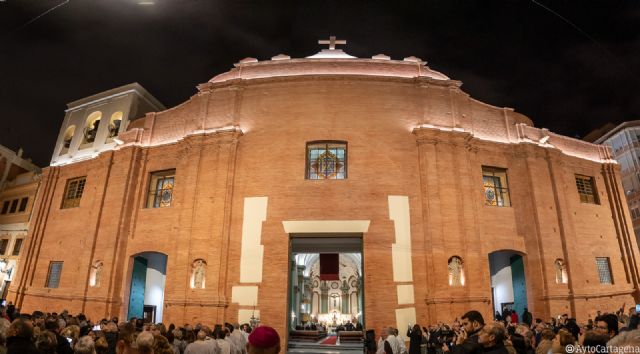 Los Cuatro Santos de Cartagena ya presiden la fachada restaurada de la Iglesia de Santa María de Gracia - 1, Foto 1