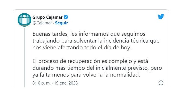 Cajamar sufre una caída generalizada que afecta a canales digitales y medios de pago - 1, Foto 1