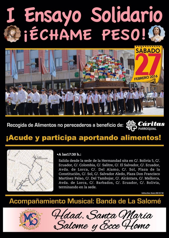 La Hermandad de Santa María Salomé y Ecce Homo organiza el I Ensayo Solidario Échame peso, Foto 1