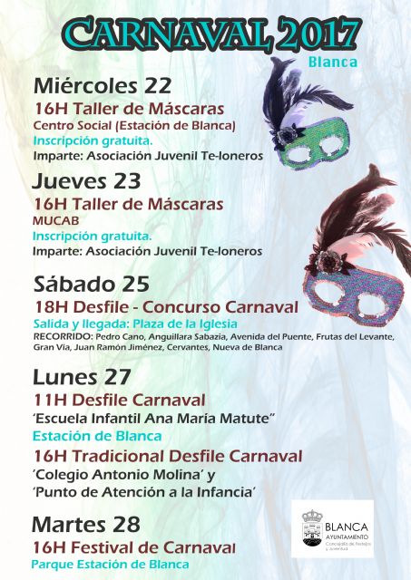 Blanca celebrará el Carnaval con desfiles, concurso y talleres de máscaras - 1, Foto 1