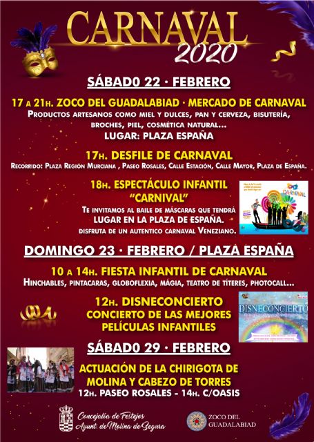 Molina de Segura celebra el Carnaval 2020 con desfile, mercado Zoco del Guadalabiad y actividades de animación infantil del 22 al 29 de febrero - 1, Foto 1