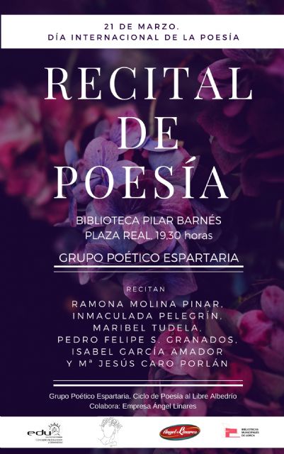 Lorca conmemora el Día Internacional de la Poesía este miércoles con un recital en la Biblioteca Pilar Barnés de 6 poetas locales - 1, Foto 1
