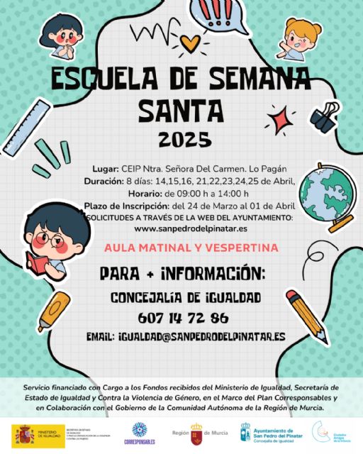 San Pedro del Pinatar contará con Escuela de Semana Santa del 14 al 25 de abril - 1, Foto 1